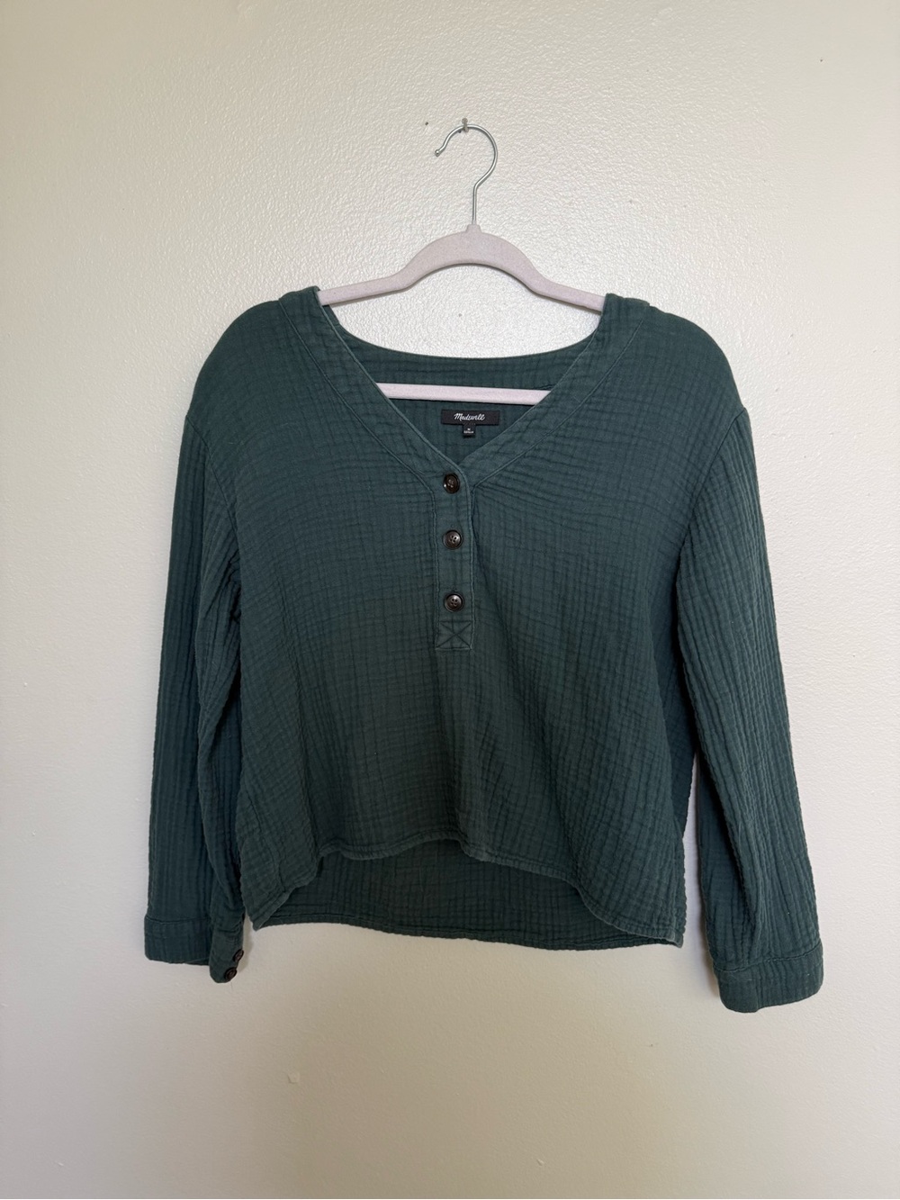 Madewell Teal Green Long-Sleeve Button Henley
